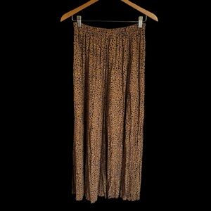 Vintage Paco Soler M/L Leopard Animal Print Crinkle Maxi Skirt Pull On Waist USA